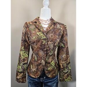 Victor Costa Beaded Blazer Floral Paisley Brown Green Evening Jacket Size 8